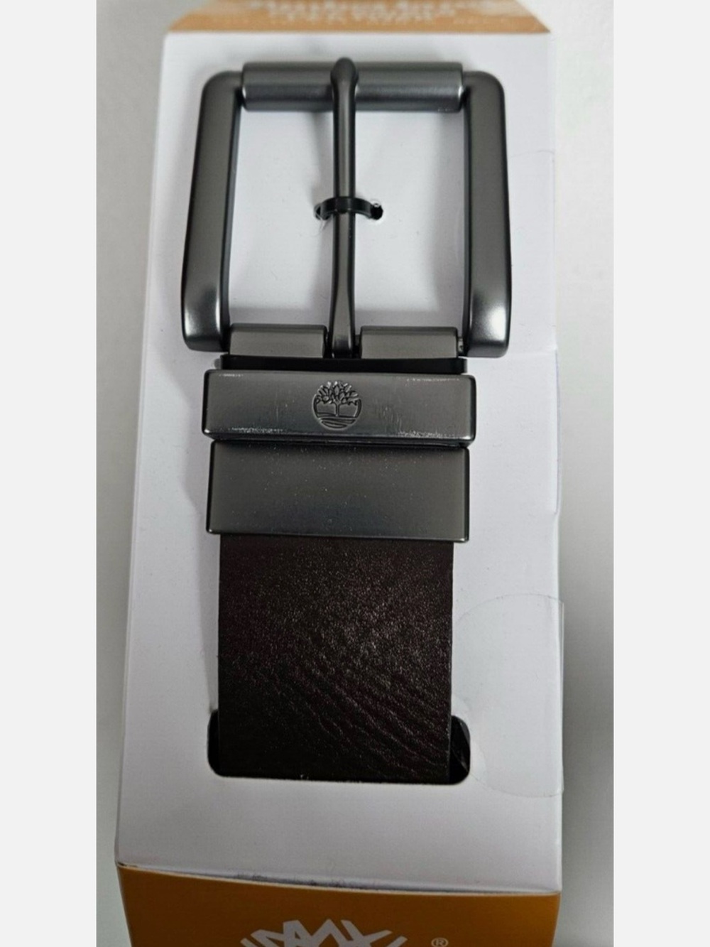 Timberland Dark Brown Leather Belt with Gunmetal Buckle